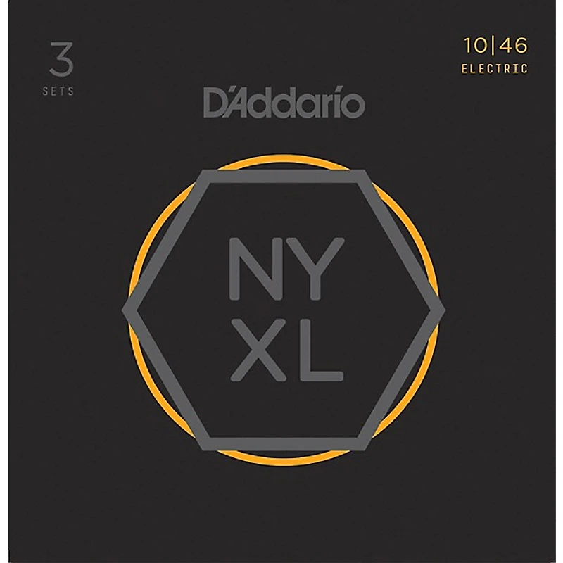 D'Addario NYXL1046 Light 3-Pack Electric Guitar Strings and NS Reflex Capo Antique Bronze