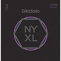 D'Addario NYXL1149 Medium 3-Pack Electric Guitar Strings and NS Reflex Capo Antique Bronze