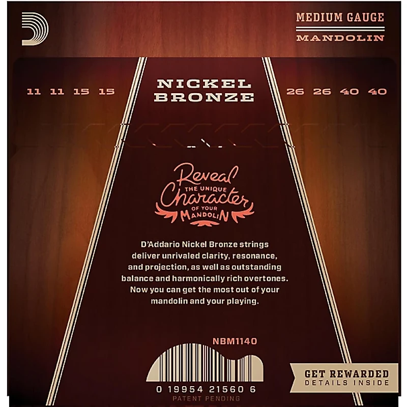 D'Addario NBM1140 Nickel Bronze Medium Mandolin Strings (11-40)