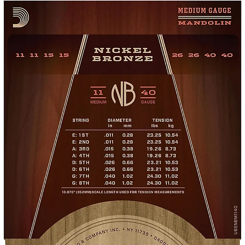 D'Addario NBM1140 Nickel Bronze Medium Mandolin Strings (11-40)
