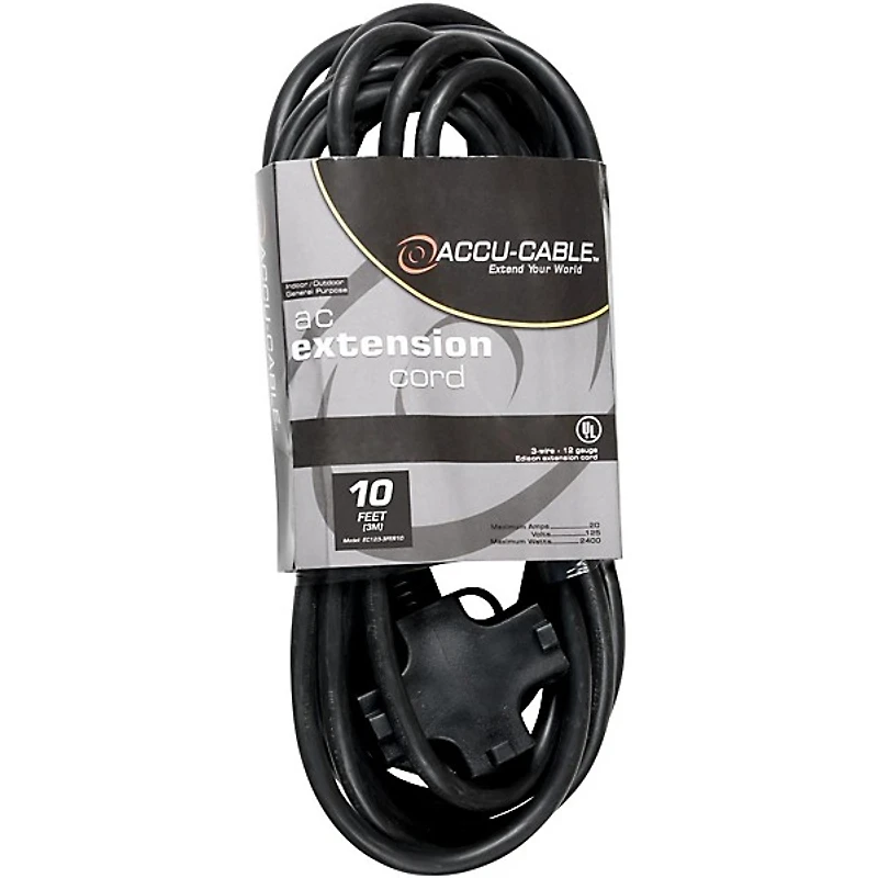 ACCU CABLE EC123-3FER 12 Gauge 3-Way IEC Power Extension Cord
