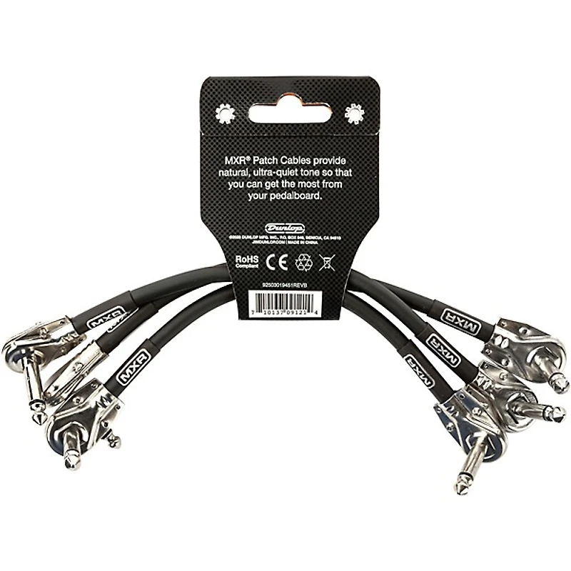 MXR Right Angle Patch Cable 3-Pack - 6 in. Black