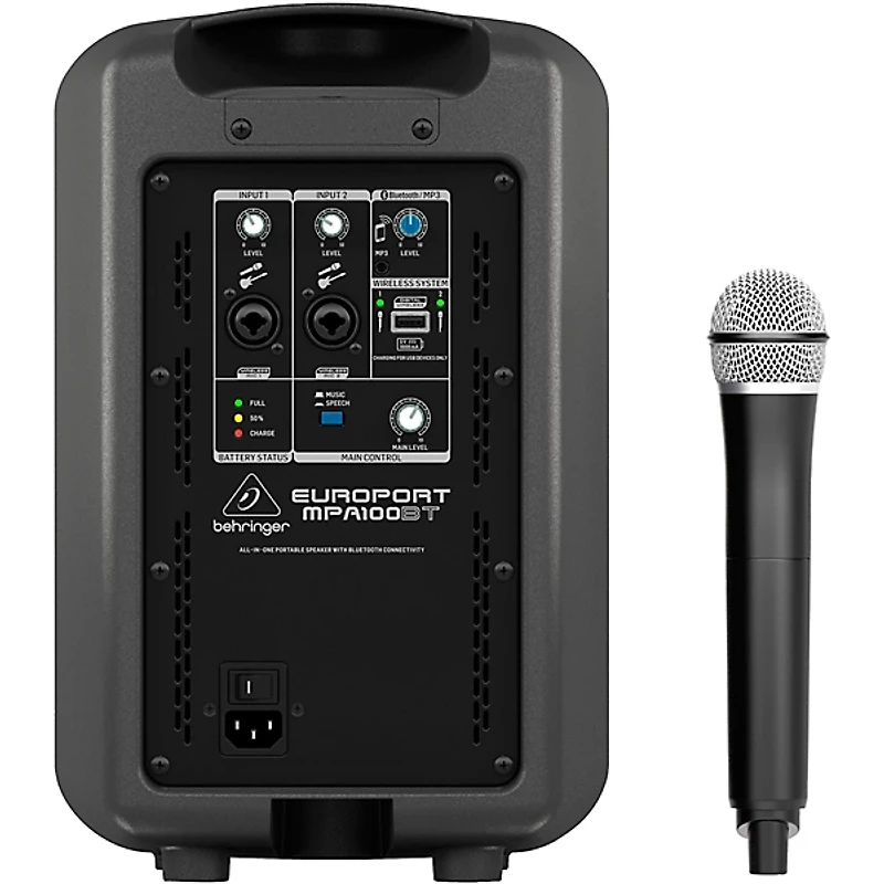 Behringer EUROPORT MPA100BT 100W Portable Speaker With Wireless Microphone