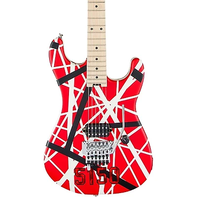 EVH Striped Series 5150 Electric Guitar Red, Black, and White Stripes