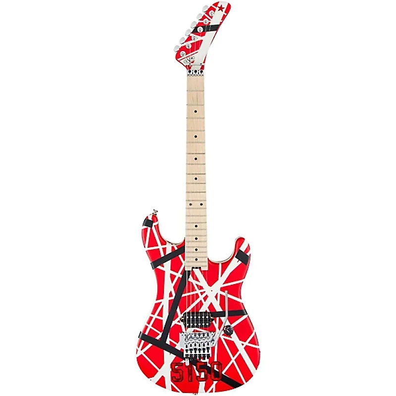 EVH Striped Series 5150 Electric Guitar Red, Black, and White Stripes