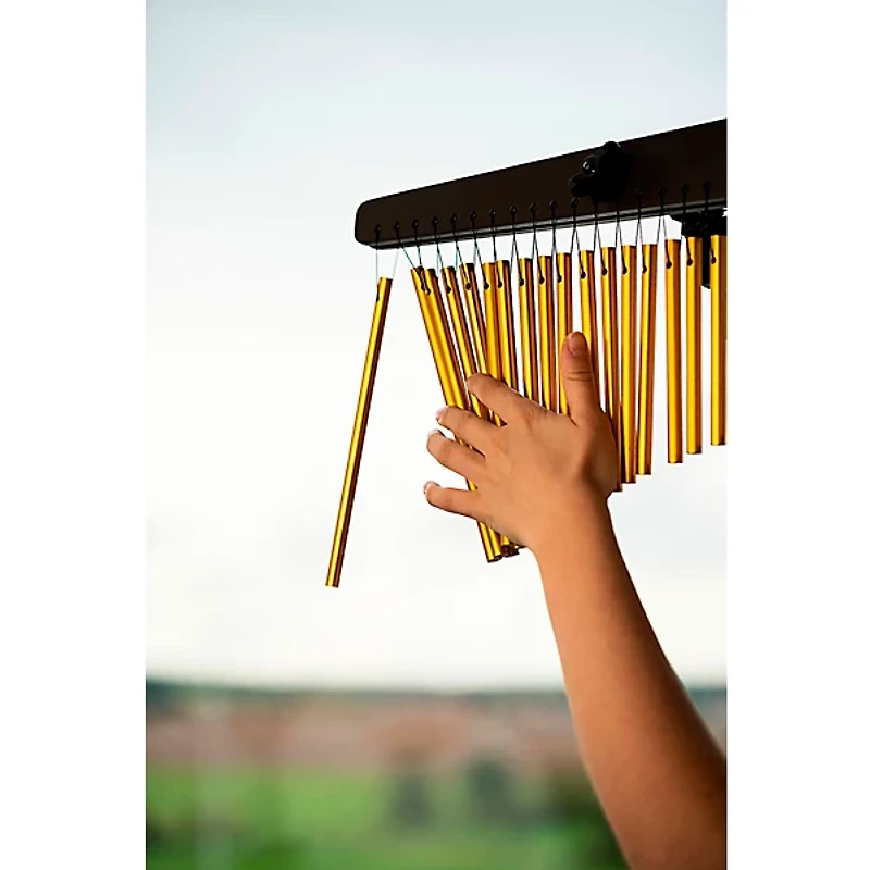 MEINL Sonic Energy CH27WB Single Row Chimes With 27 Gold-Anodized Aluminum Alloy Bars, Walnut Brown