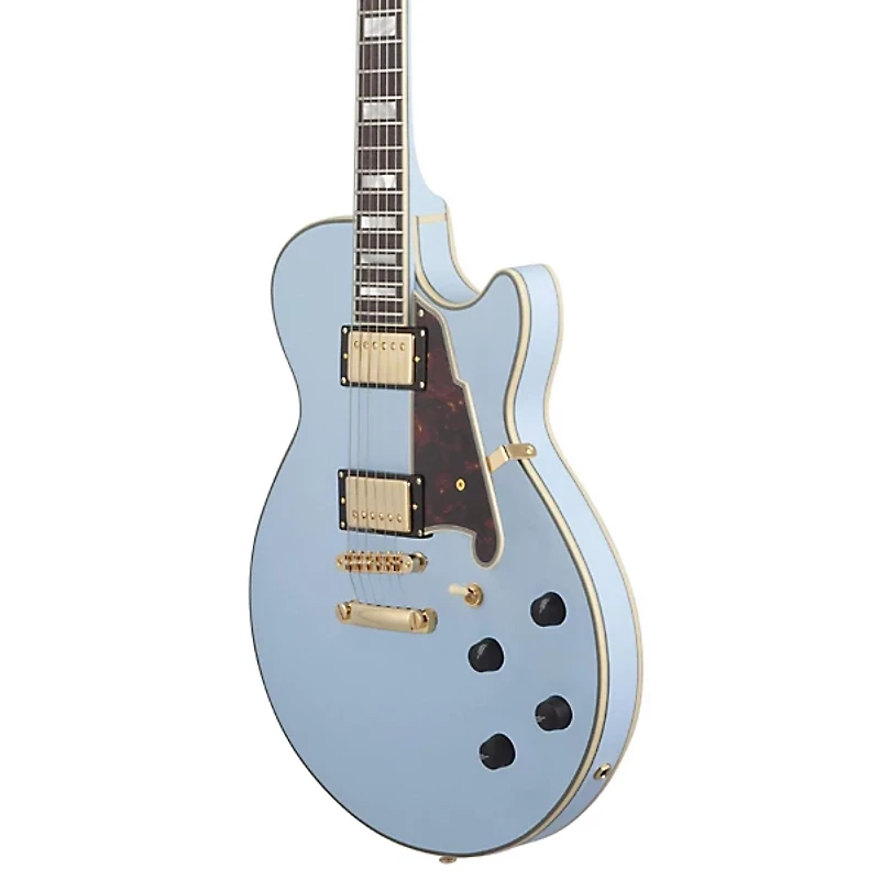 D'Angelico EX-SS Non-F Hole Deluxe Edition Hollowbody Electric Guitar Matte Powder Blue Tortoise Pickguard