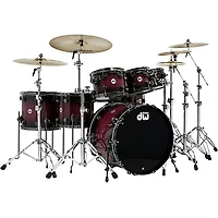 DW Collector's Series Purpleheart 7-Piece Lacquer Specialty Shell Pack Natural to Black Burst With Black Nickel Hardware