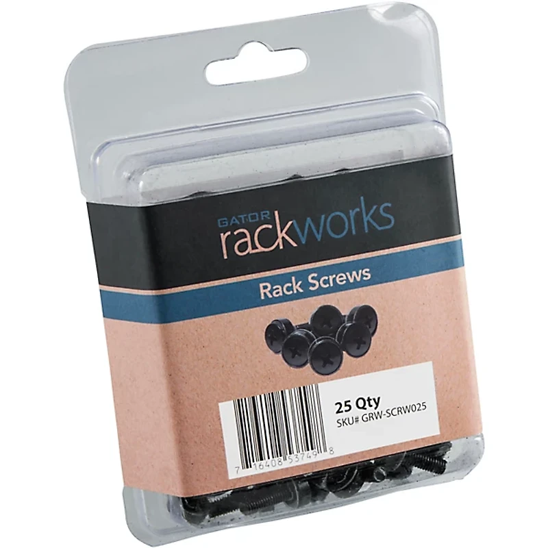 Gator GRW-SCRW025 25-Pack of Rack Screws with Washers, Black