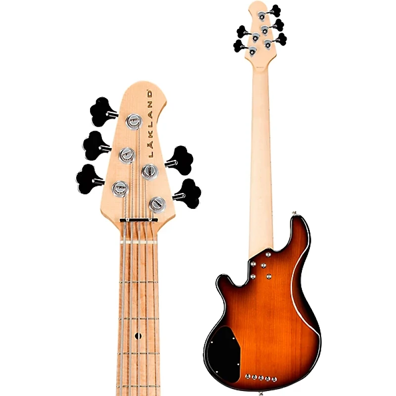 Lakland Classic 55 Dual J Maple Fretboard 5-String Electric Bass Guitar Tobacco Sunburst