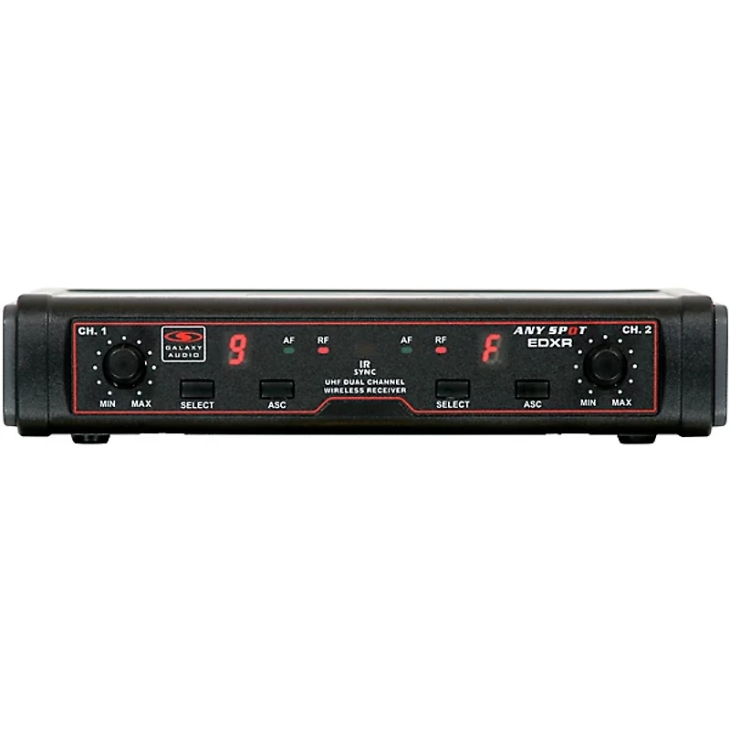 Galaxy Audio EDXR/HH38N Dual-Channel Wireless Microphone System Includes the EDXR Receiver and 2 HH38 Handheld Transmitters Frequency CODE N 518-542 MHz