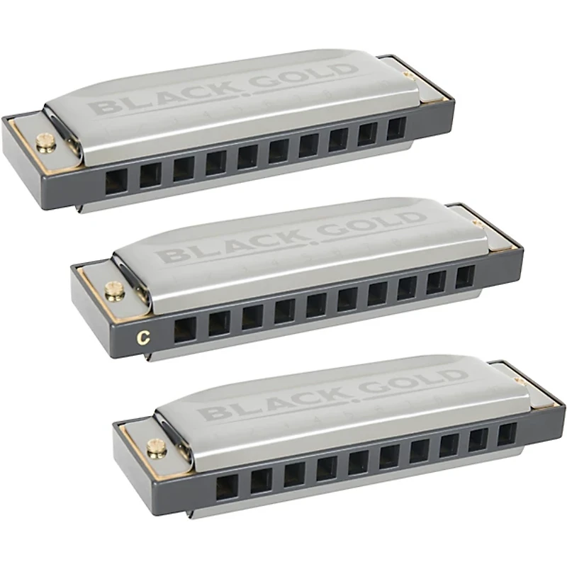 Silver Creek Black Gold Harmonica 3 Pack - Keys A,C and G