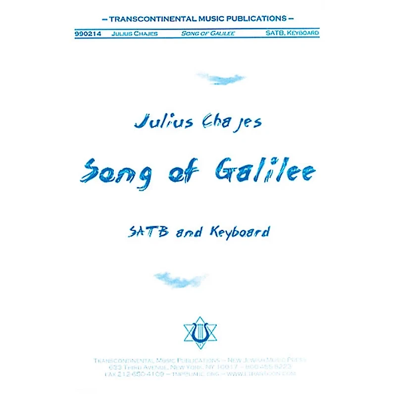 Transcontinental Music Song of Galilee SATB composed by Julius Chajes