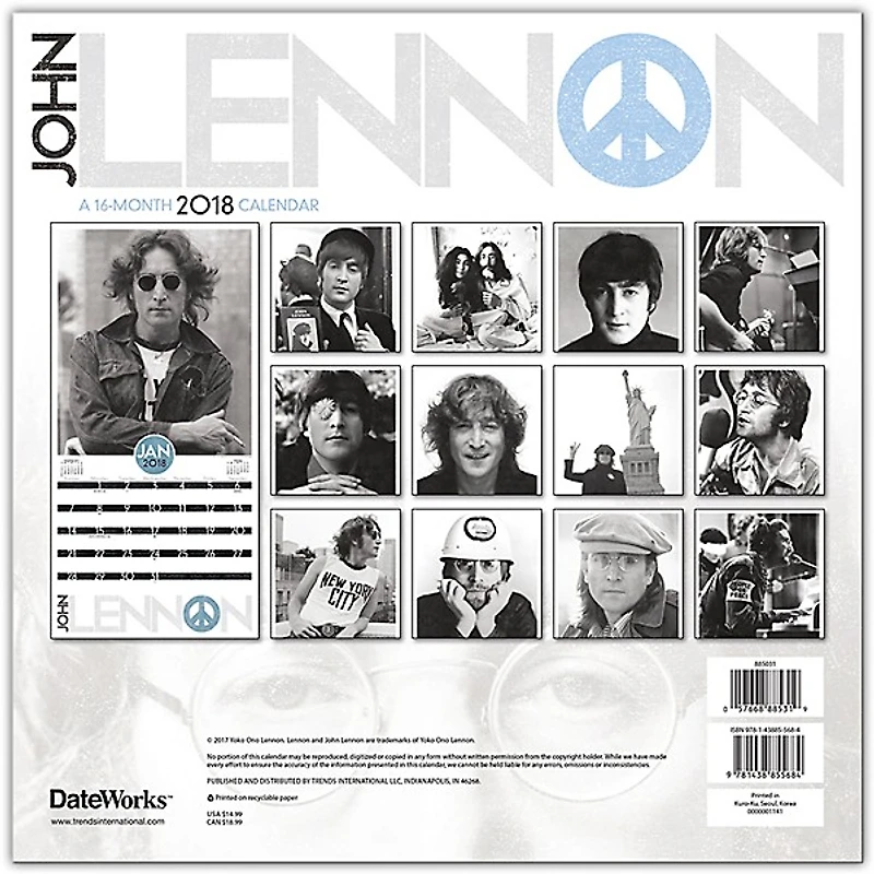 Browntrout Publishing John Lennon 2018 Wall Calendar