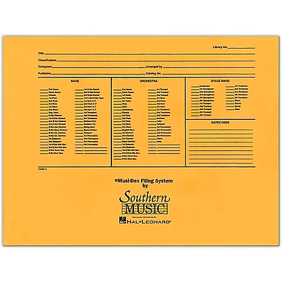 Southern Musidex Band/Orchestra Concert Size Filing Envelope Concert Band