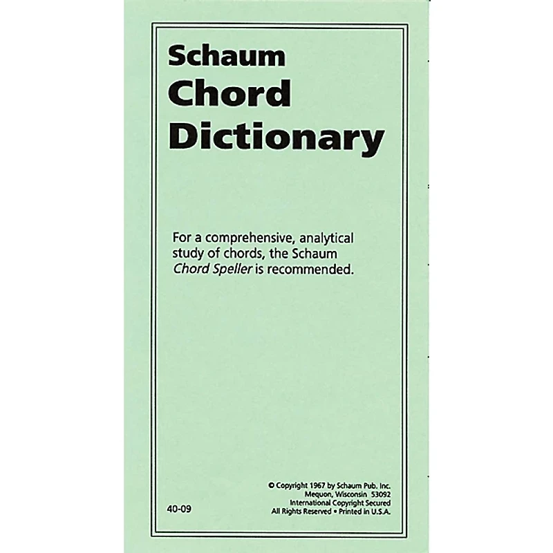 SCHAUM Chord Dictionary Educational Piano Series Softcover