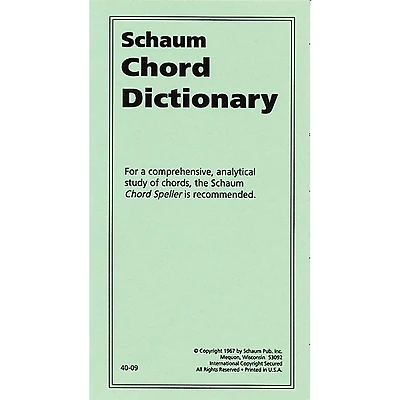 SCHAUM Chord Dictionary Educational Piano Series Softcover