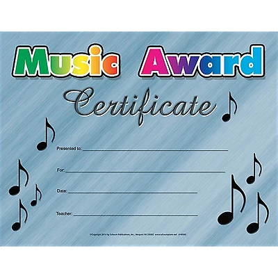 SCHAUM Music Award Certificate Educational Piano Series