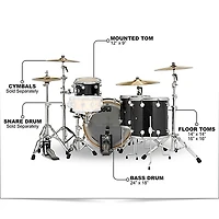 DW SSC Collector's Series 4-Piece FinishPly Shell Pack With 24" Bass Drum With Satin Chrome Hardware Black Ice