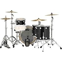 DW SSC Collector's Series 4-Piece FinishPly Shell Pack With 24" Bass Drum With Satin Chrome Hardware Black Ice