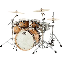 DW SSC Collector's Series 4-Piece Exotic Maple Shell Pack With 22" Bass Drum and Chrome Hardware Quick Candy Burst Mappa Burl