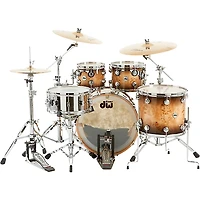 DW SSC Collector's Series 4-Piece Exotic Maple Shell Pack With 22" Bass Drum and Chrome Hardware Quick Candy Burst Mappa Burl