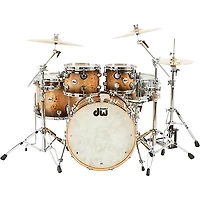 DW SSC Collector's Series 4-Piece Exotic Maple Shell Pack With 22" Bass Drum and Chrome Hardware Quick Candy Burst Mappa Burl