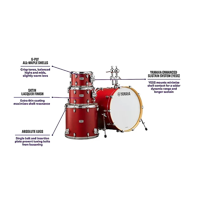 Yamaha Tour Custom Maple 4-Piece Shell Pack With 20" Bass Drum