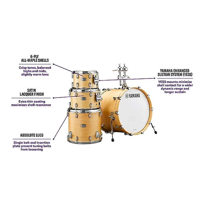 Yamaha Tour Custom Maple 4-Piece Shell Pack With 22" Bass Drum