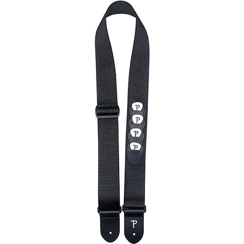 Perri's Heavy Nylon Guitar Strap With 4 Slot Pic Holder Black 2 in.
