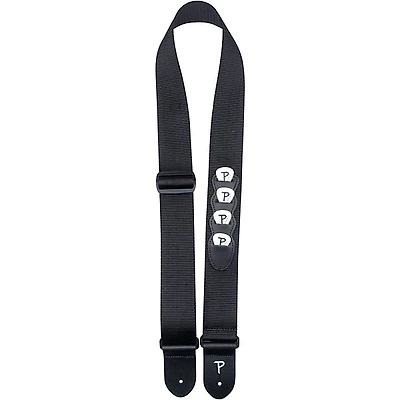 Perri's Heavy Nylon Guitar Strap With 4 Slot Pic Holder Black 2 in.