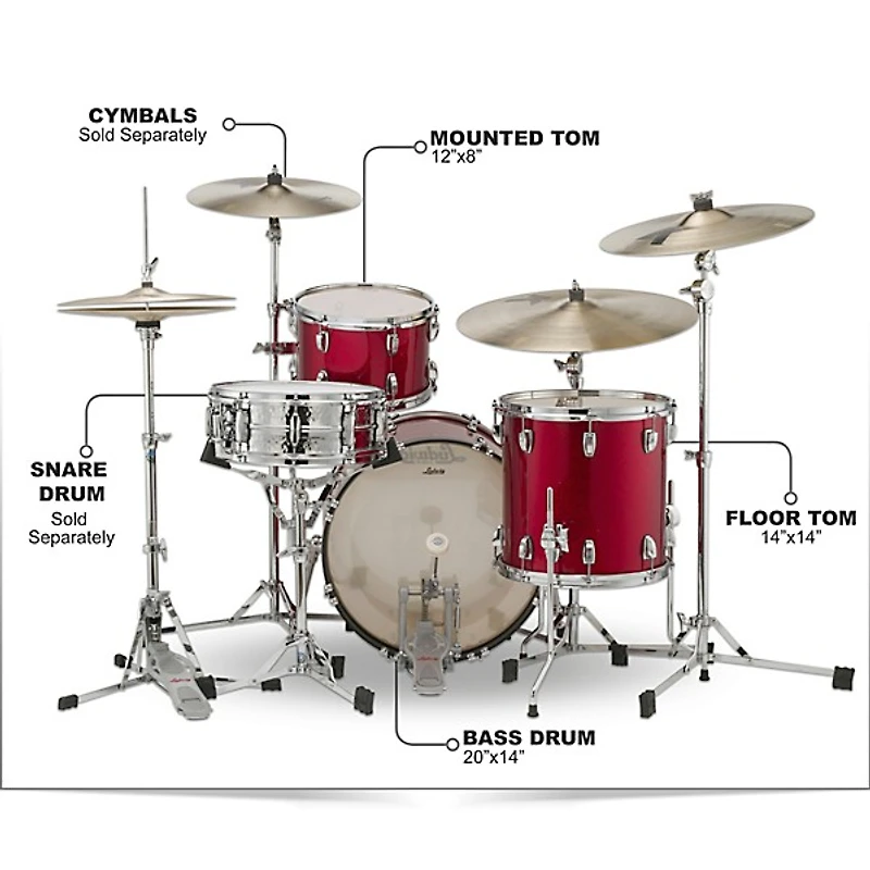 Ludwig Classic Maple Downbeat 3-Piece Drum Shell Pack -