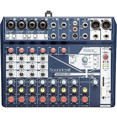 Soundcraft Notepad-12FX Small Format 12 Channel Analog Mixing Console w/ USB I/O & Effects