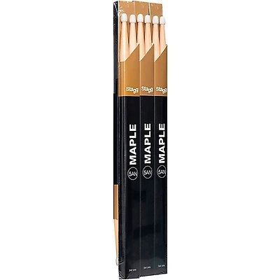 Stagg Maple Drum Sticks Nylon Tip 12-Pair