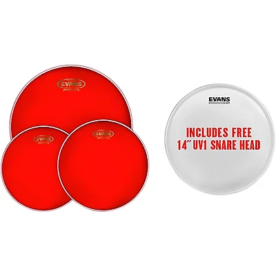 EVANS Hydraulic Red Tom Pack With Free 14" UV1 Snare Head