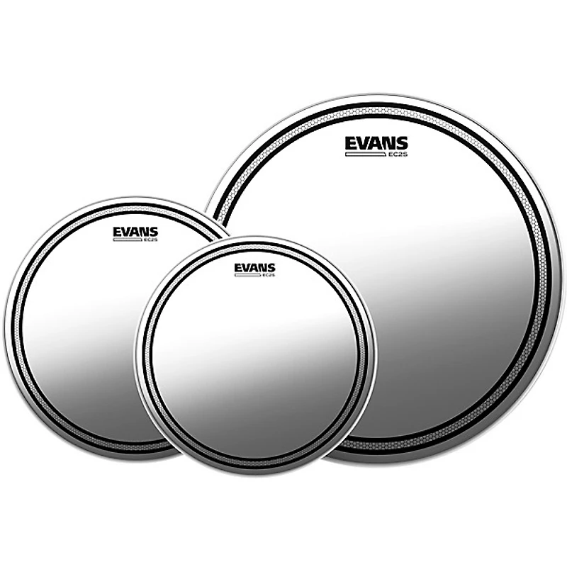 EVANS EC2S Clear Tom Heads With Free 14" HD Dry Snare Head
