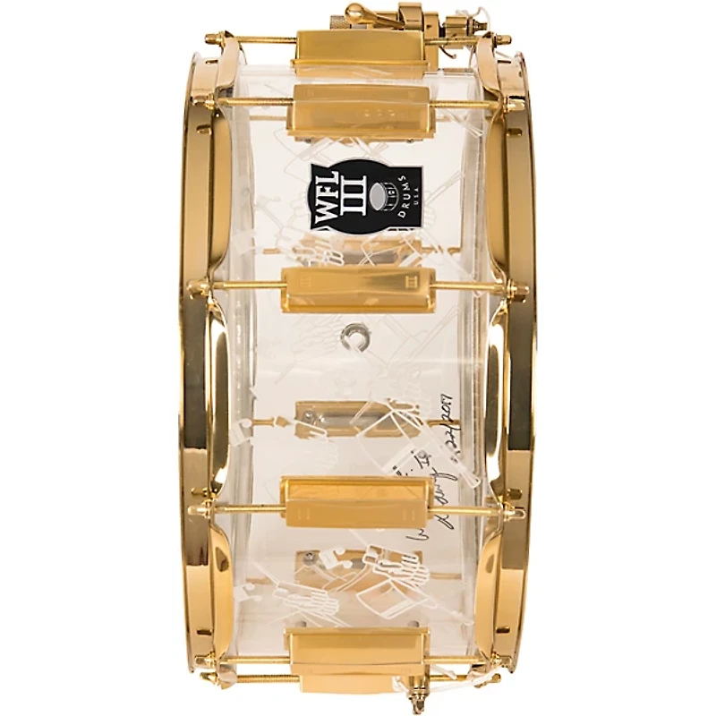 WFLIII Drums Top Hat and Cane Collector's Acrylic Snare Drum With Gold Hardware 14 x 6.5 in.