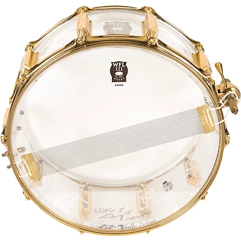 WFLIII Drums Top Hat and Cane Collector's Acrylic Snare Drum With Gold Hardware 14 x 6.5 in.