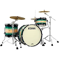 TAMA Starclassic Maple Exotix Pacific Walnut 3-Piece Shell Pack with Black Nickel Hardware and 24" Bass Drum Emerald Pacific Walnut Burst