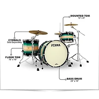 TAMA Starclassic Maple Exotix Pacific Walnut 3-Piece Shell Pack with Black Nickel Hardware and 24" Bass Drum Emerald Pacific Walnut Burst