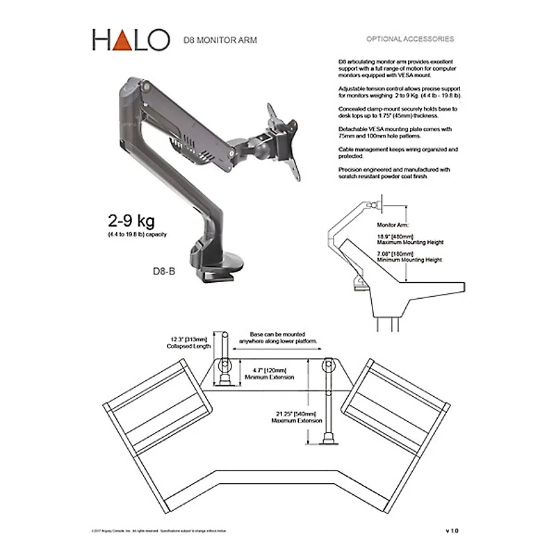 Argosy Halo.GE Ultimate XC Sit-Stand Workstation Desk With Original Hautelink Pattern Desktop