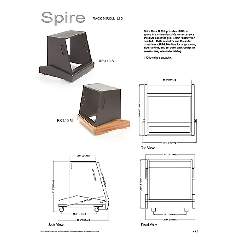 Argosy Rack 'n Roll L10 10 Space Rolling Rack with Black Base