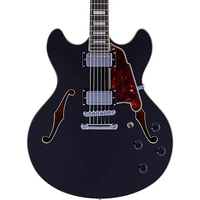 D'Angelico Premier DC Semi-Hollow Electric Guitar With Stopbar Tailpiece Black Flake