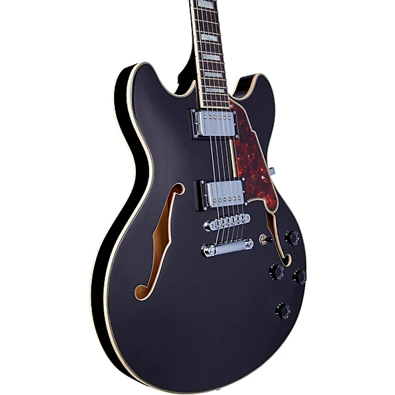 D'Angelico Premier DC Semi-Hollow Electric Guitar With Stopbar Tailpiece Black Flake