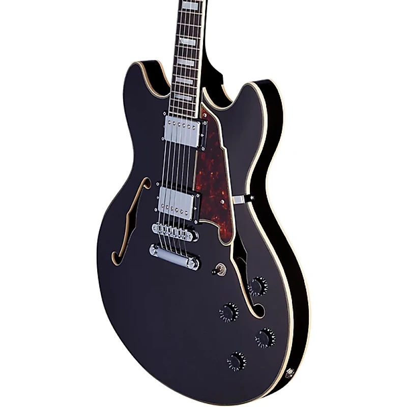 D'Angelico Premier DC Semi-Hollow Electric Guitar With Stopbar Tailpiece Black Flake