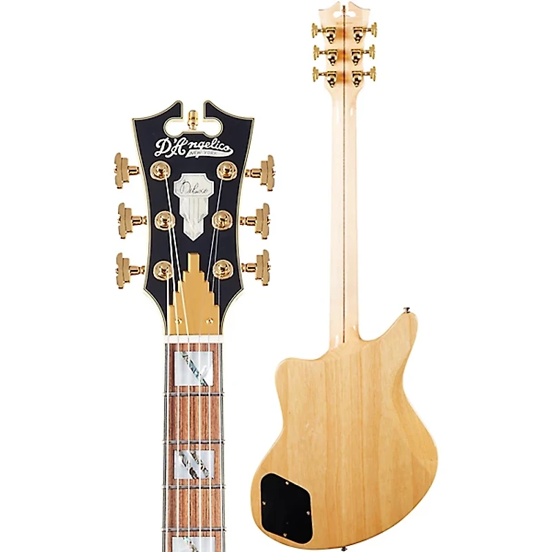 D'Angelico Deluxe Series Bedford Swamp Ash Electric Guitar with Seymour Duncan Pickups and Stopbar Tailpiece Natural Swamp Ash