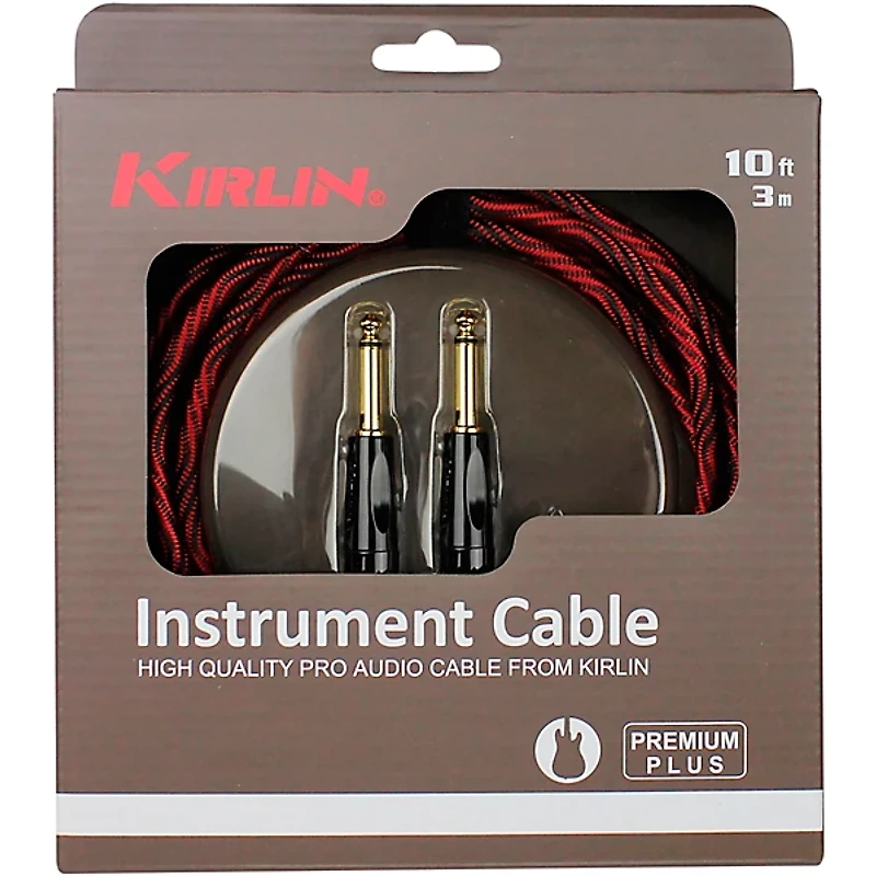 Kirlin IWB Black/Red Woven Instrument Cable 1/4" Straight
