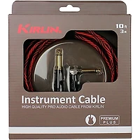 Kirlin IWB Black/Red Woven Instrument Cable 1/4" Straight to Right Angle 10 ft.