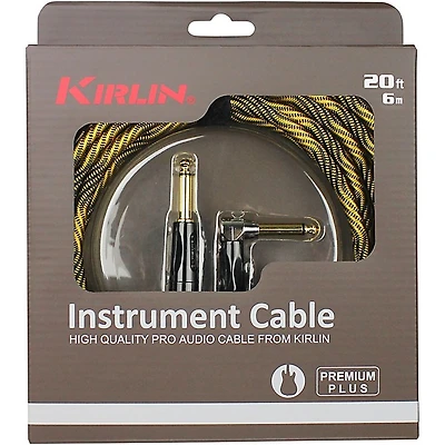 Kirlin IWB Black/Gold Woven Instrument Cable 1/4" Straight to Right Angle