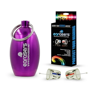 Earasers Musicians Plugs and Carrying Case Bundle